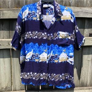 Vintage Jammin Shirt By Basix Blue Party Shirt